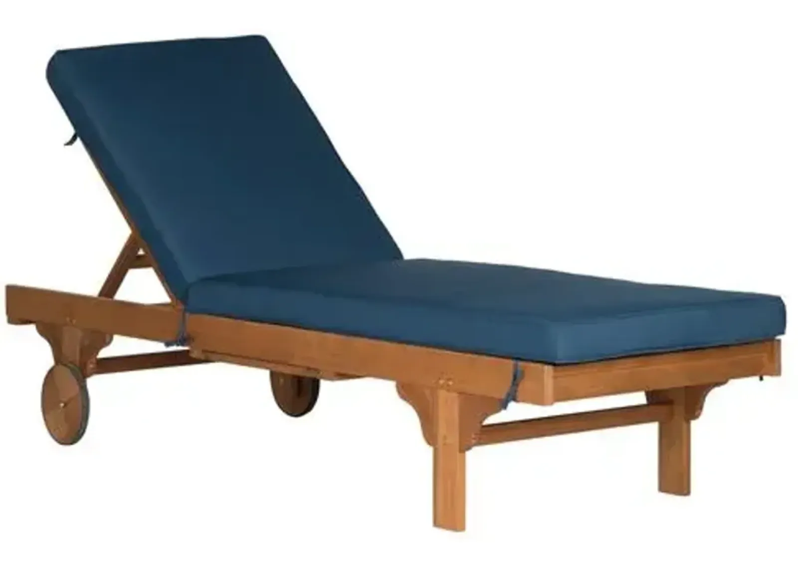 Siesta Eucalyptus Outdoor Chaise - Natural/Navy - Blue - Comfortable, Sturdy, Stylish, Weatherproof, Weatherproof