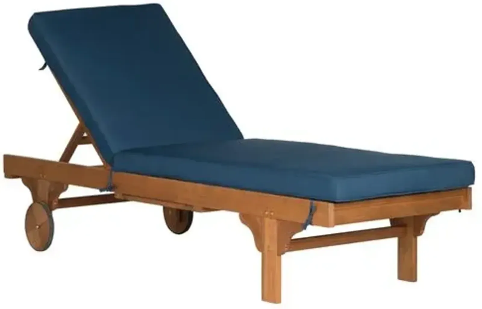 Siesta Eucalyptus Outdoor Chaise - Natural/Navy - Blue - Comfortable, Sturdy, Stylish, Weatherproof, Weatherproof