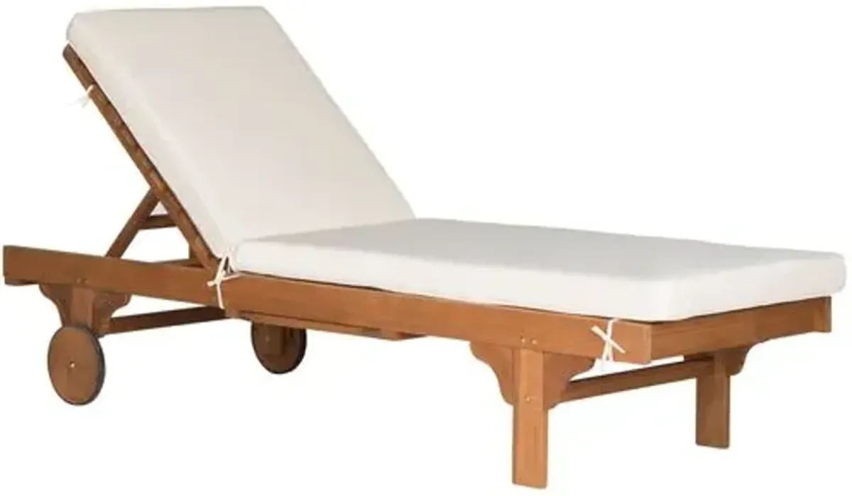 Siesta Eucalyptus Outdoor Chaise - Natural/White - Beige - Comfortable, Sturdy, Stylish