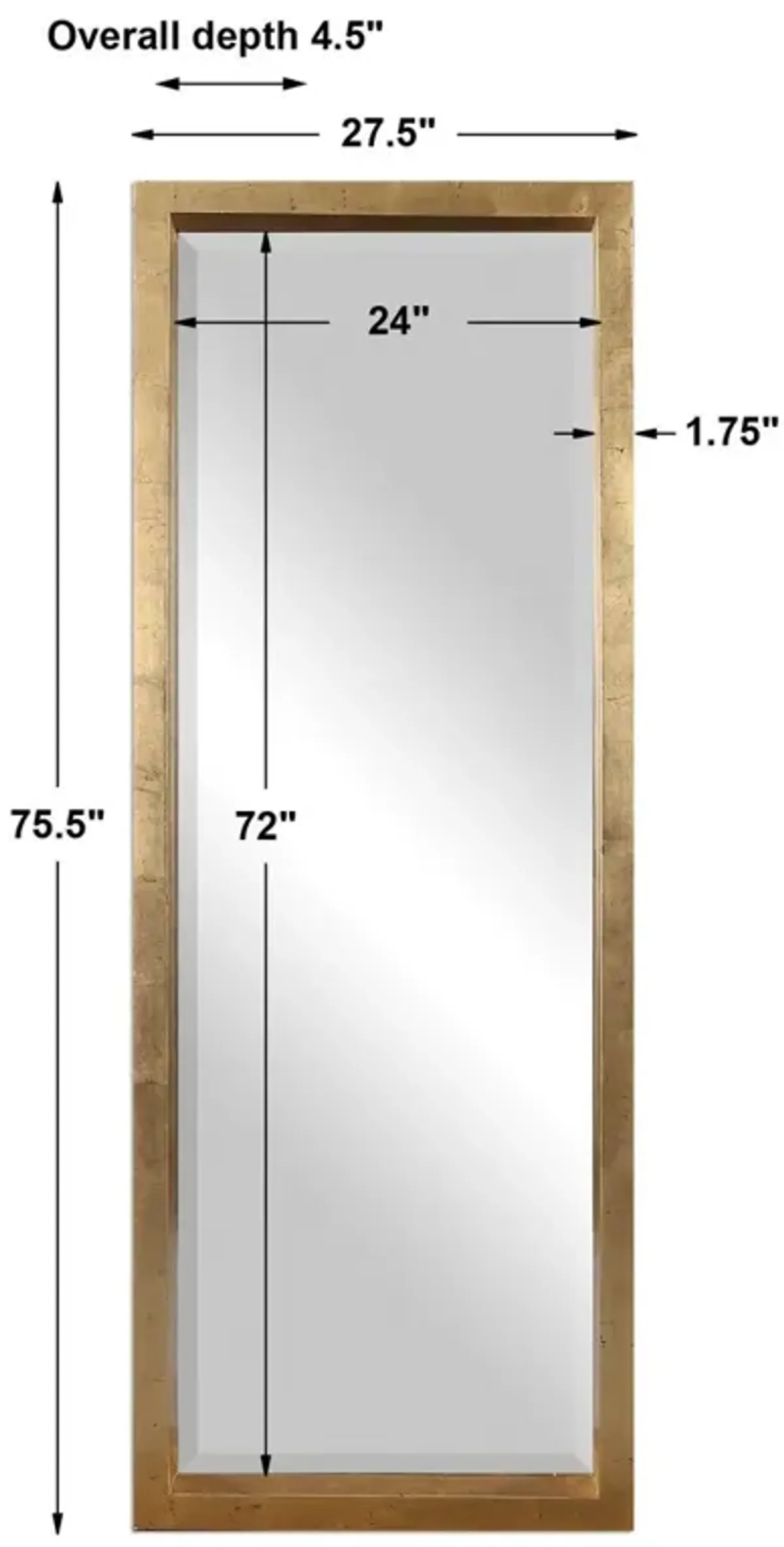Jonah Floor Mirror, Antique Gold