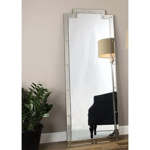 Lynda Beveled Floor Mirror - Mirrored - Gray