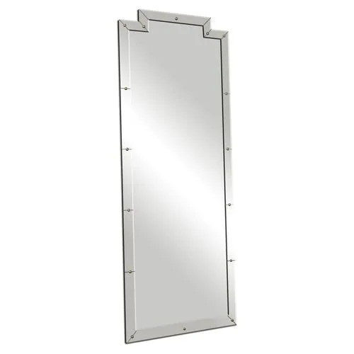 Lynda Beveled Floor Mirror - Mirrored - Gray