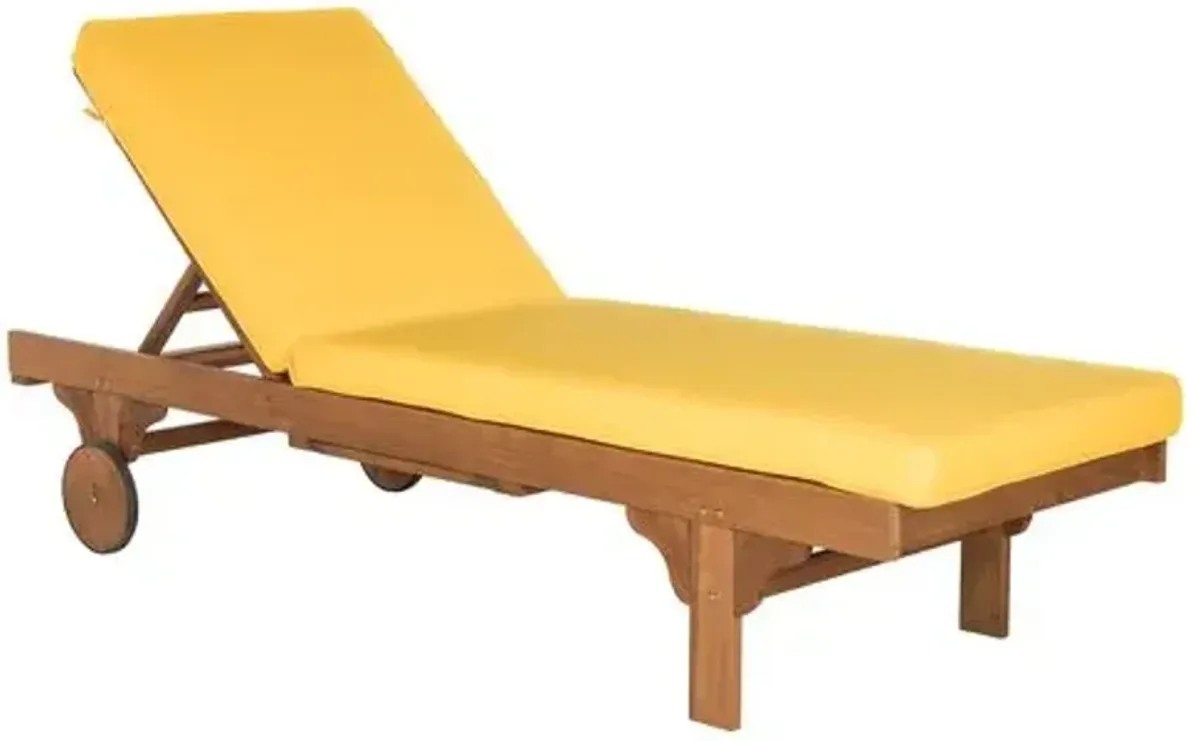 Siesta Eucalyptus Outdoor Chaise - Natural/Yellow - Comfortable, Sturdy, Stylish, Weatherproof, Weatherproof