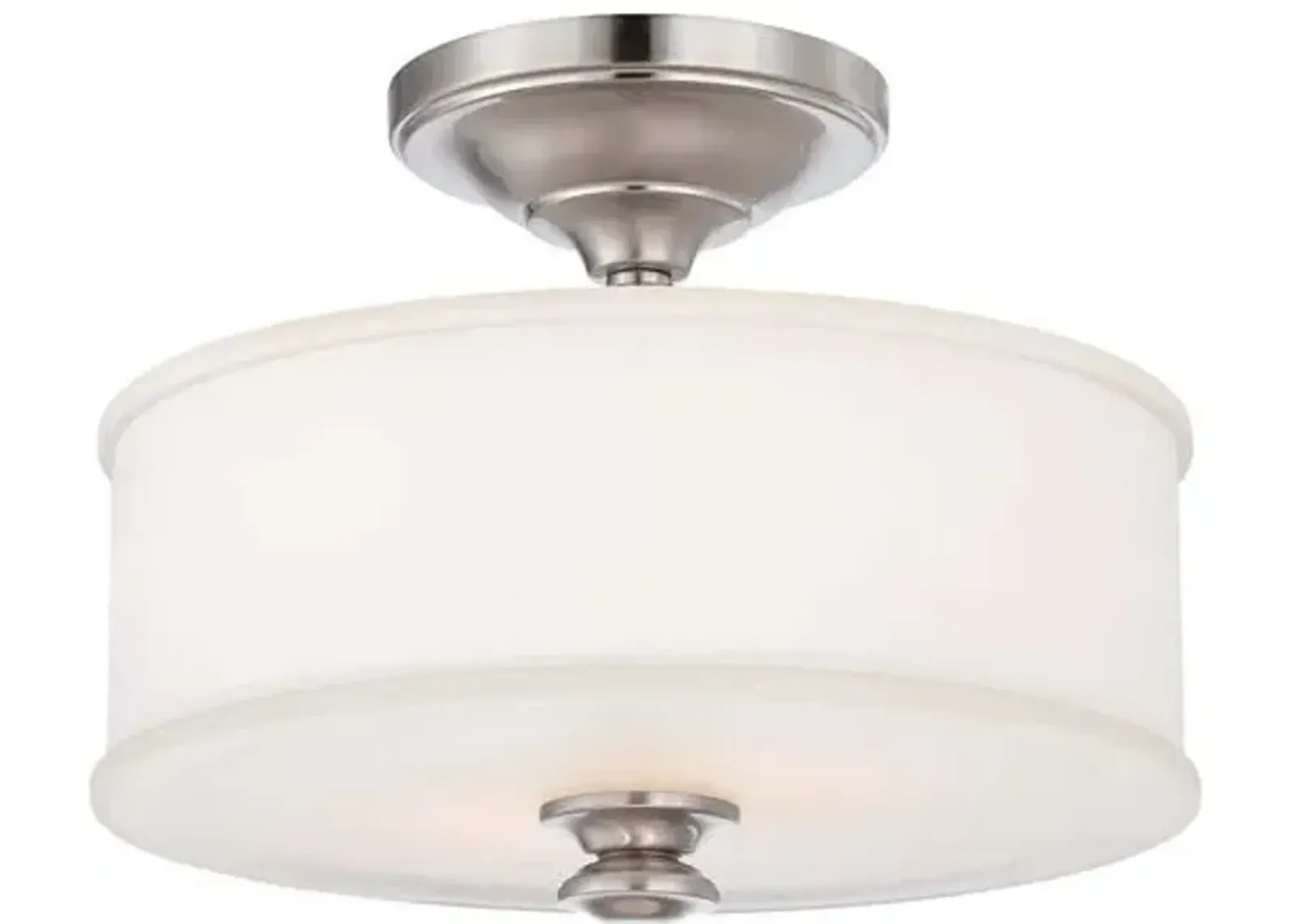 Billy 2-Light Semi Flush - Nickel - White