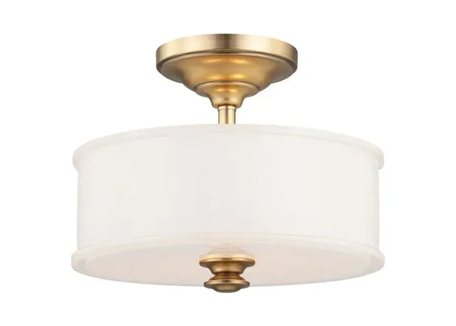 Billy 2-Light Semi Flush - Gold - White