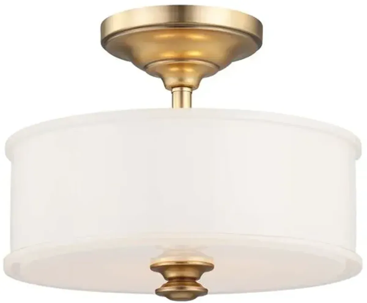 Billy 2-Light Semi Flush - Gold - White