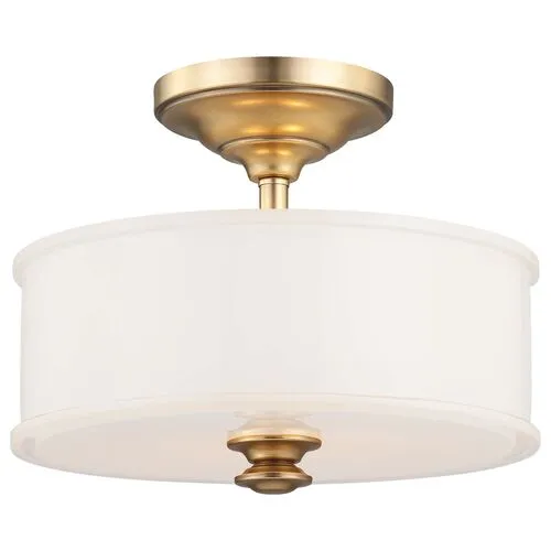 Billy 2-Light Semi Flush - Gold - White