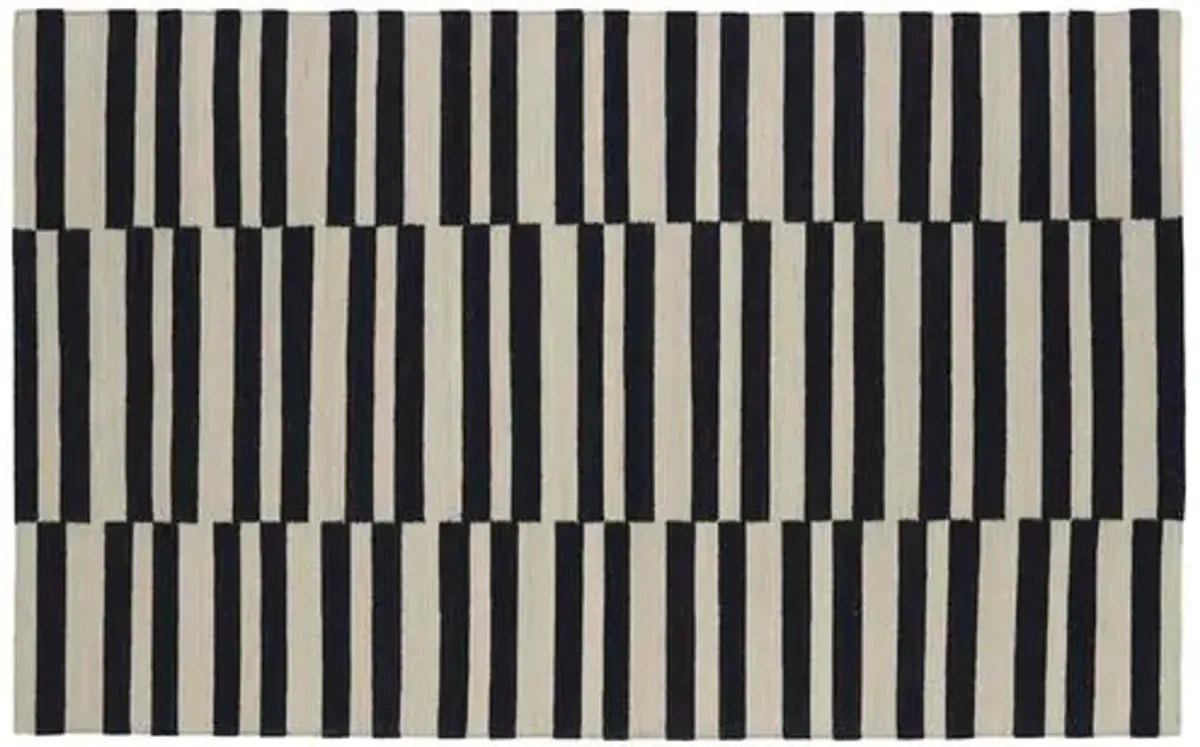 Anna Flat-Weave Rug - Black - Beige - Beige