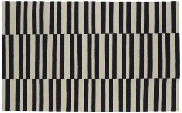 Anna Flat-Weave Rug - Black - Beige - Beige