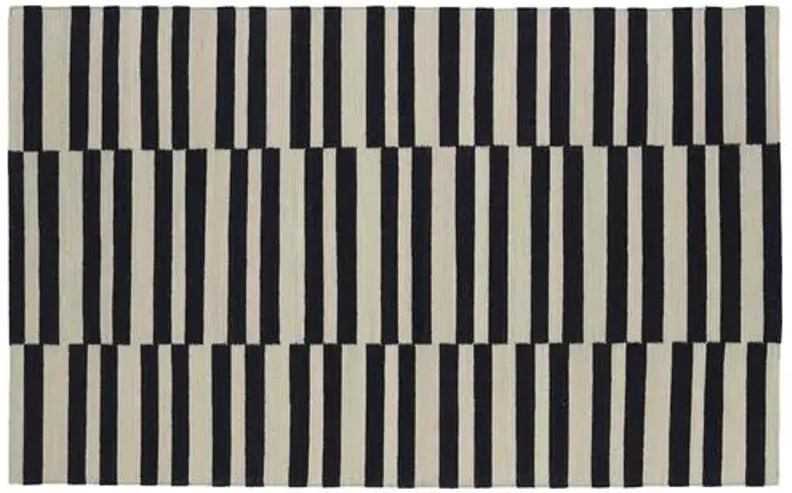 Anna Flat-Weave Rug - Black - Beige - Beige