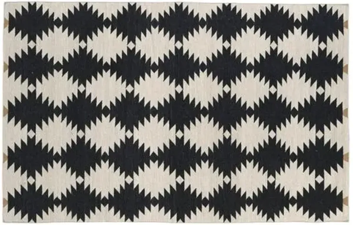 Elsa Flat-Weave Rug - Black - Black