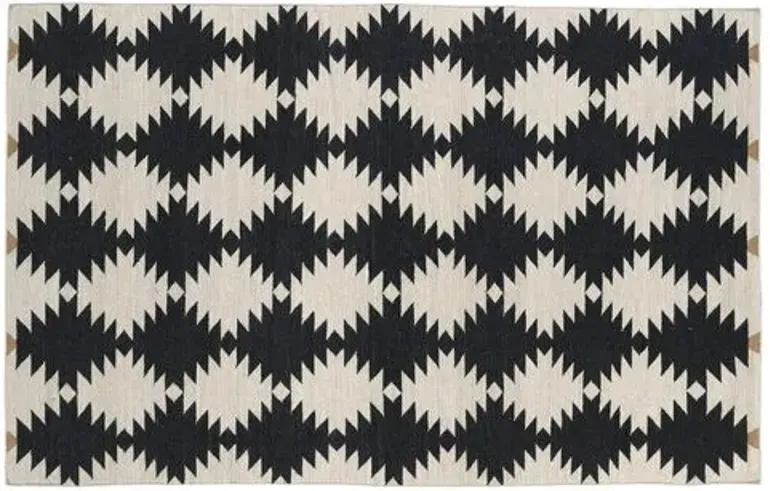 Elsa Flat-Weave Rug - Black - Black