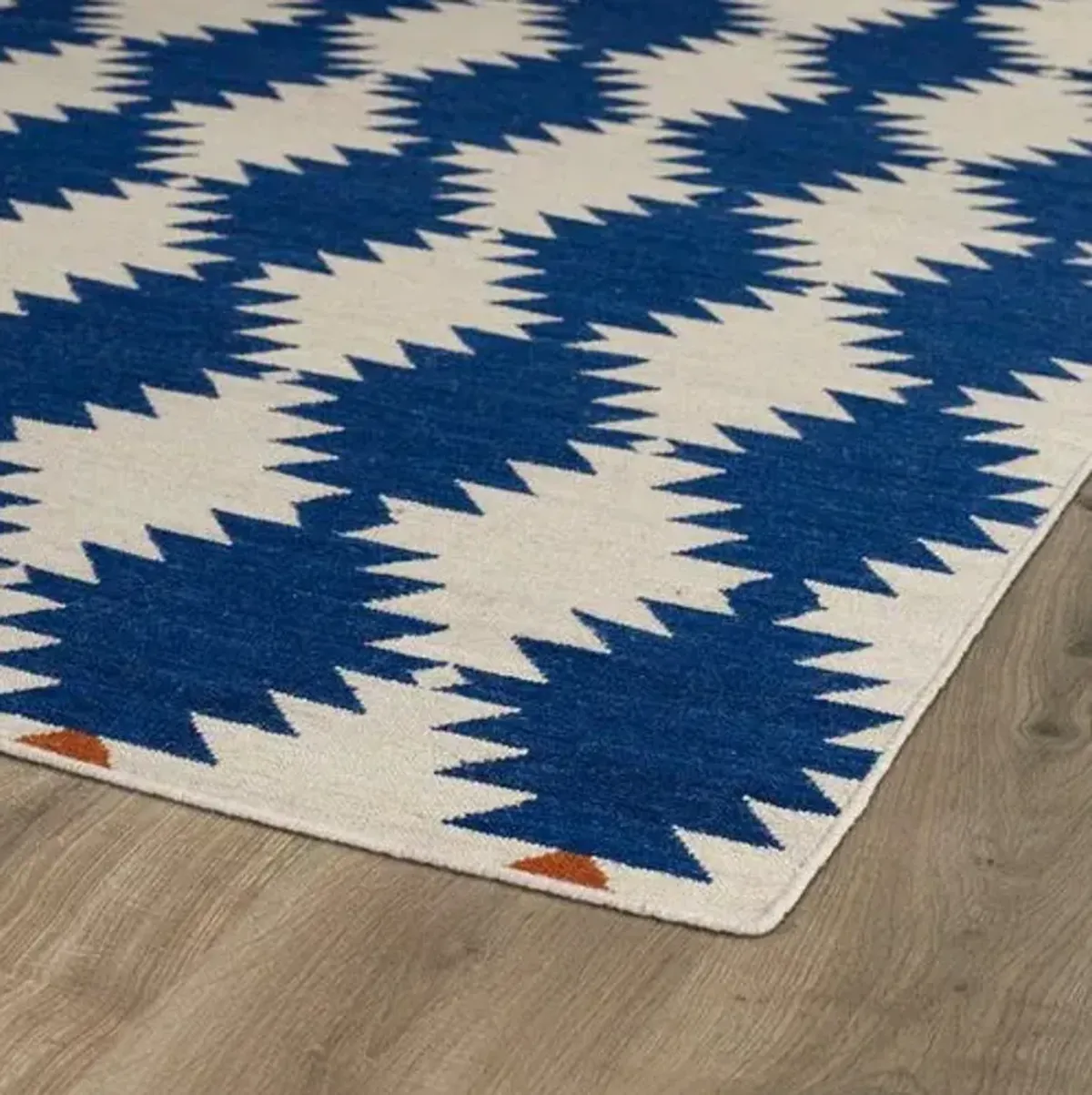 Elsa Flat-Weave Rug - Navy/Beige - Blue - Blue