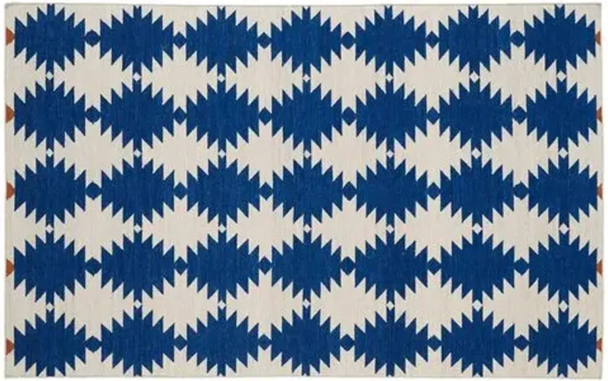 Elsa Flat-Weave Rug - Navy/Beige - Blue - Blue