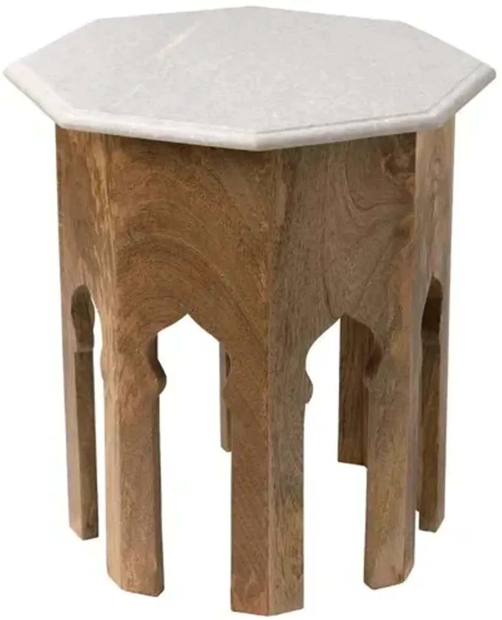 Kayla Marble Small Side Table - Natural/White - Jamie Young Co. - Brown