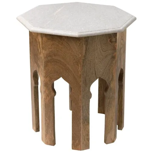 Kayla Marble Small Side Table - Natural/White - Jamie Young Co. - Brown