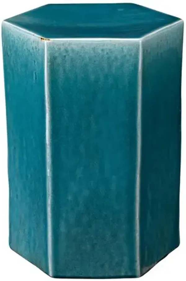 Porto Outdoor Ceramic Side Table - Jamie Young Co. - Blue