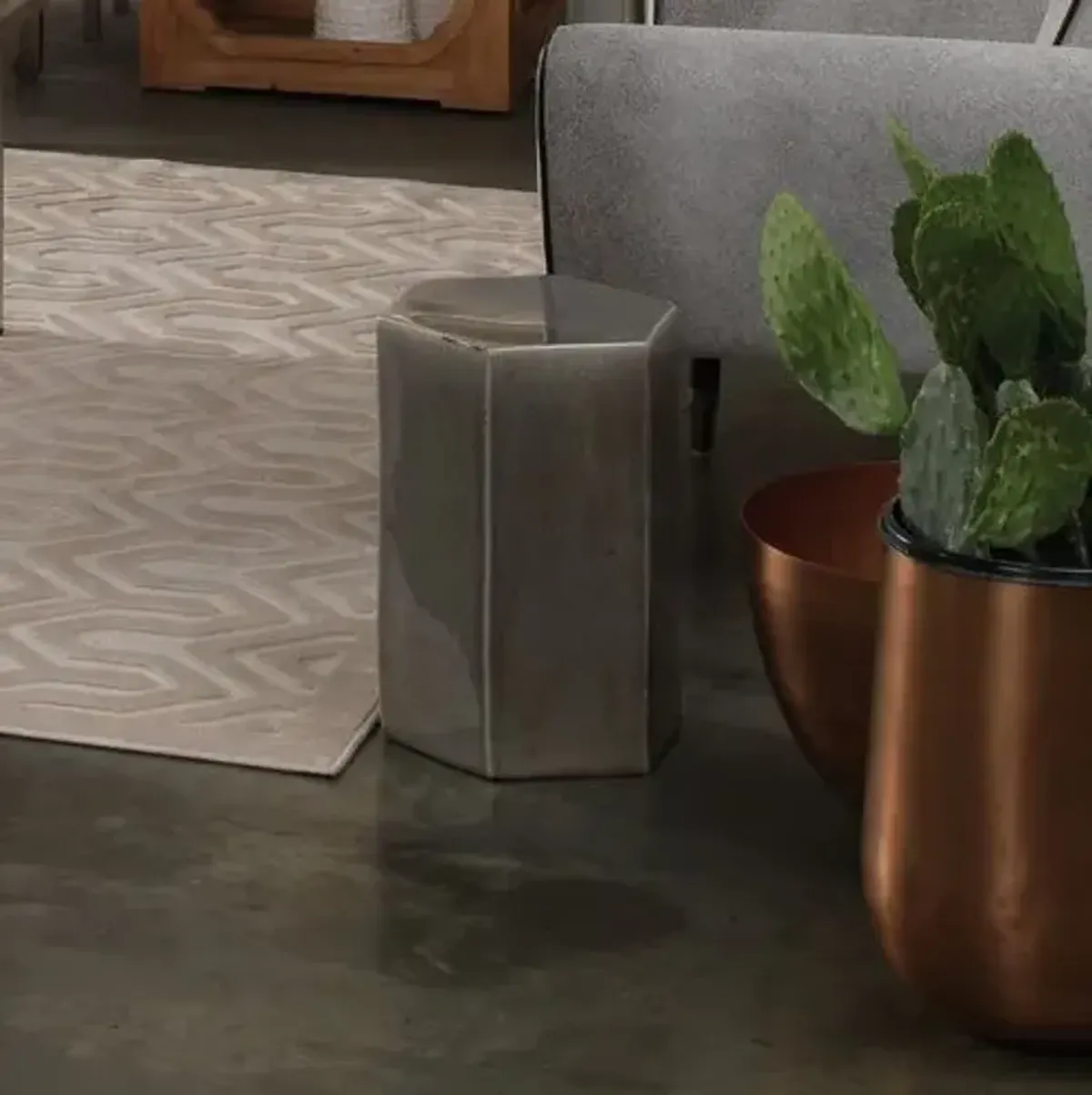 Porto Outdoor Ceramic Side Table - Jamie Young Co. - Beige