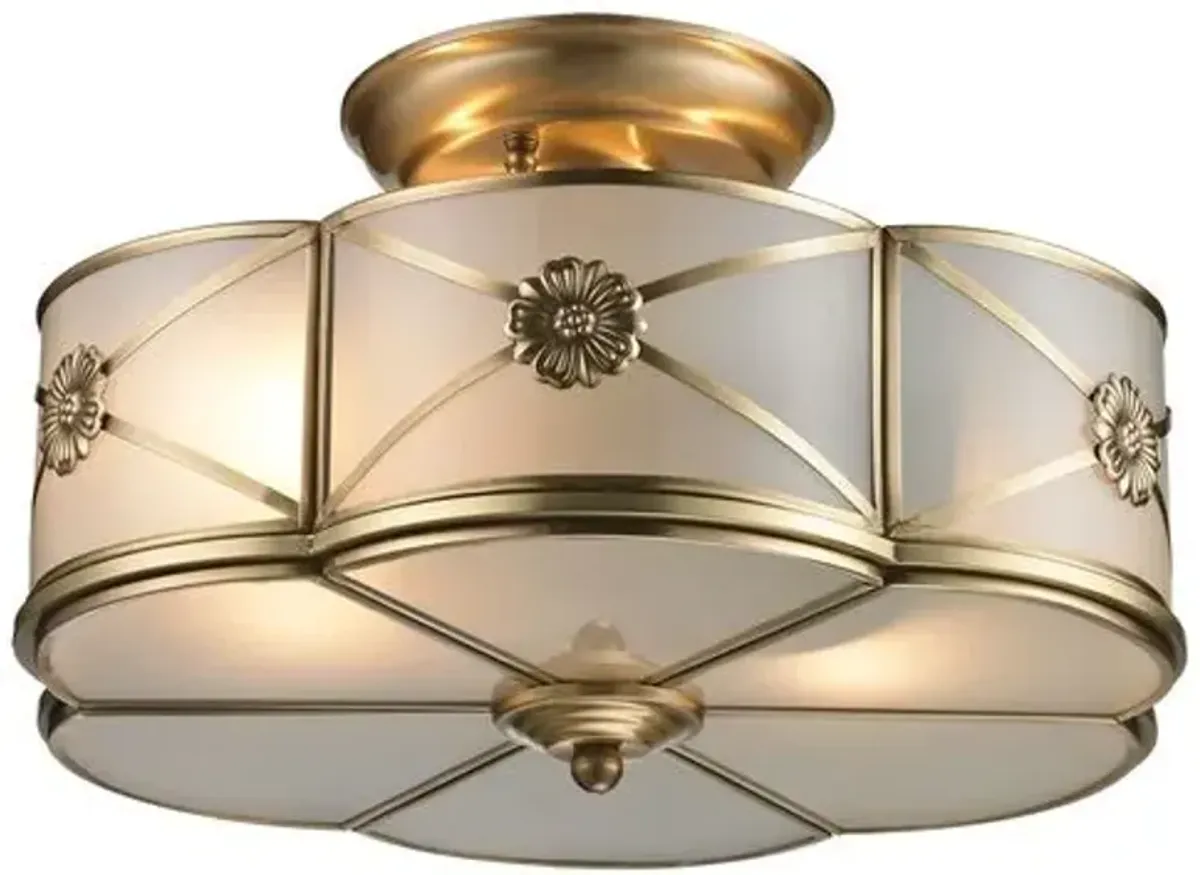 Preston 2-Light Semi Flush - Brass - Gold