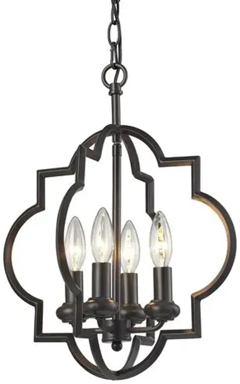 4-Light Quatrefoil Pendant - Bronze - Black