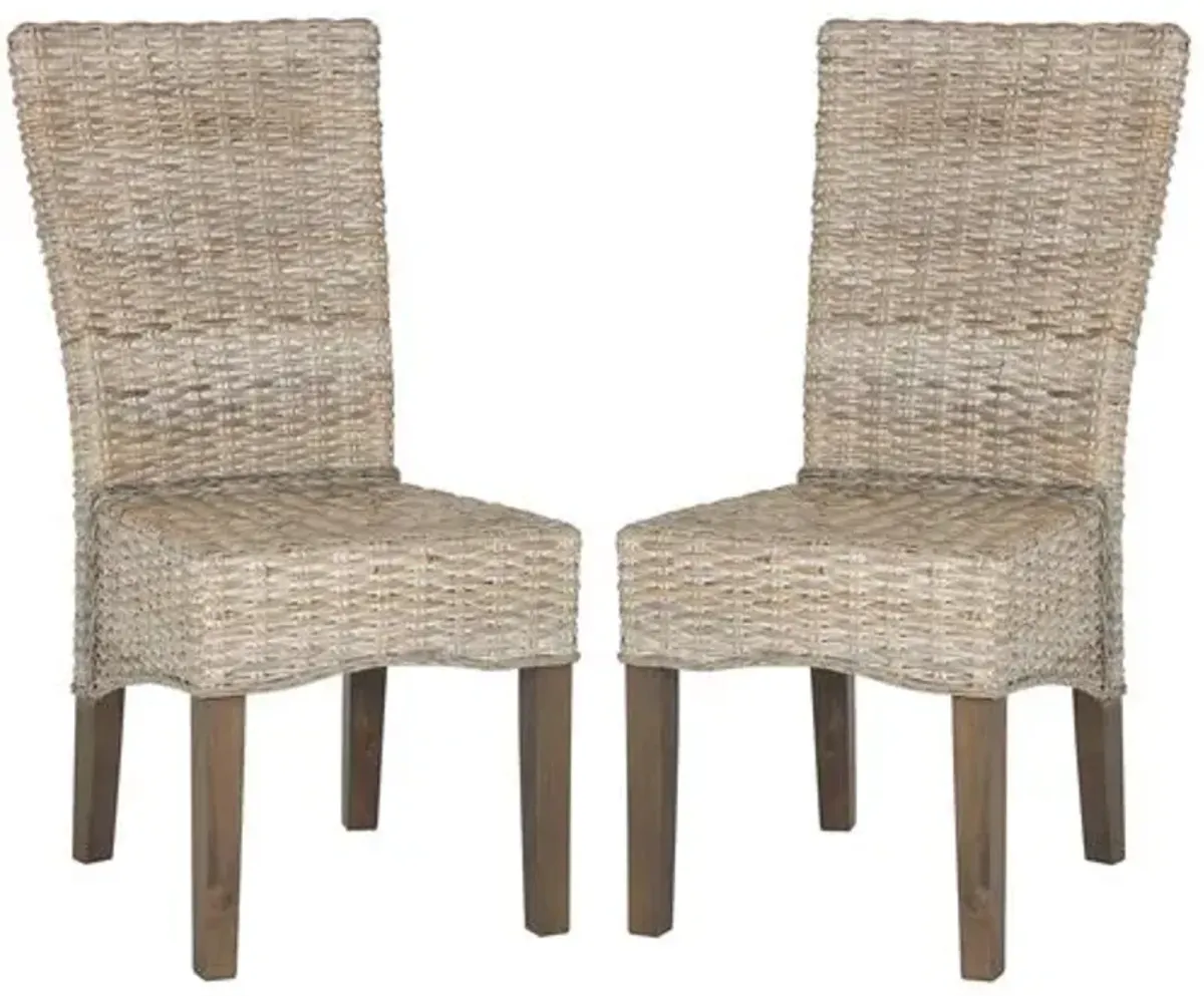 Set of 2 Odion Rattan Side Chairs - Whitewas - Brown