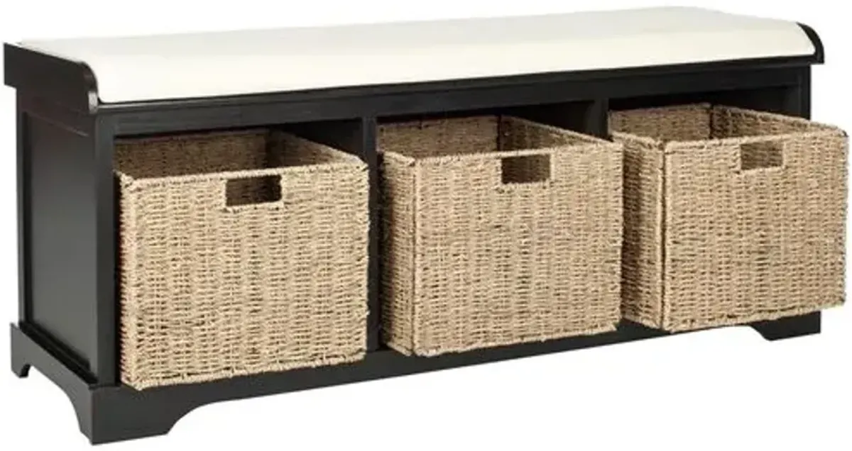 Loren 47"W Storage Bench - Black/Ivory