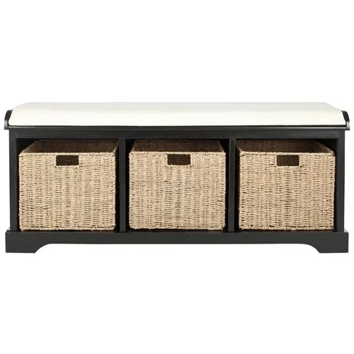 Loren 47"W Storage Bench - Black/Ivory