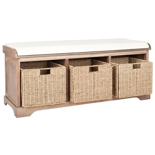 Loren 47"W Storage Bench - Natural/Ivory - Beige