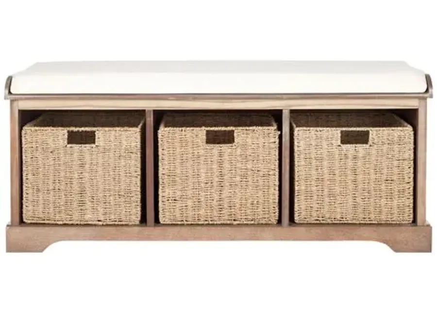 Loren 47"W Storage Bench - Natural/Ivory - Beige