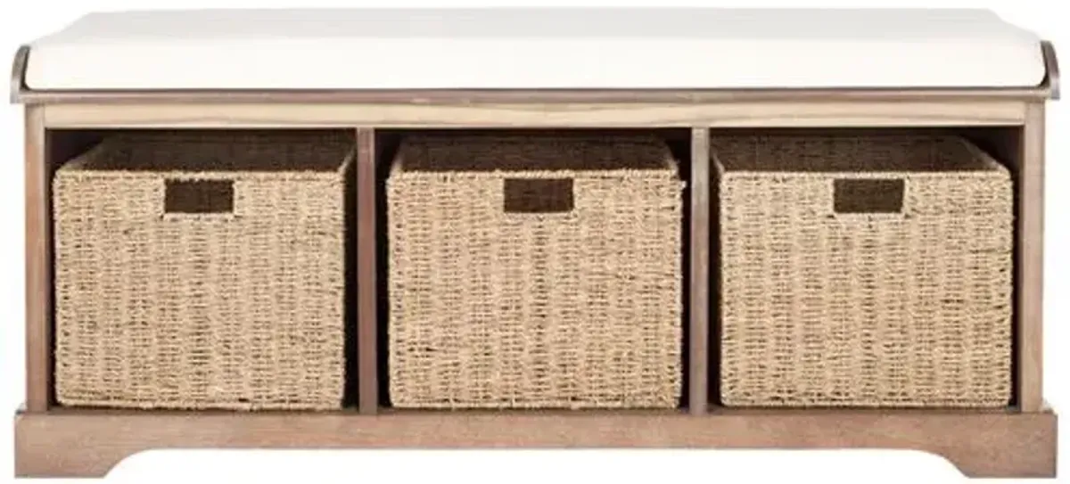 Loren 47"W Storage Bench - Natural/Ivory - Beige