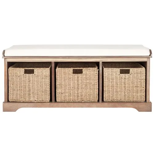 Loren 47"W Storage Bench - Natural/Ivory - Beige