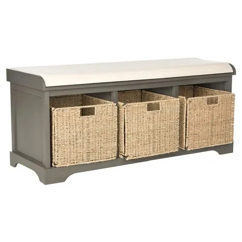 Loren 47"W Storage Bench - Gray/Ivory