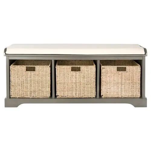 Loren 47"W Storage Bench - Gray/Ivory