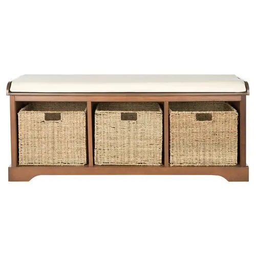 Loren 47"W Storage Bench - Brown/Ivory - White