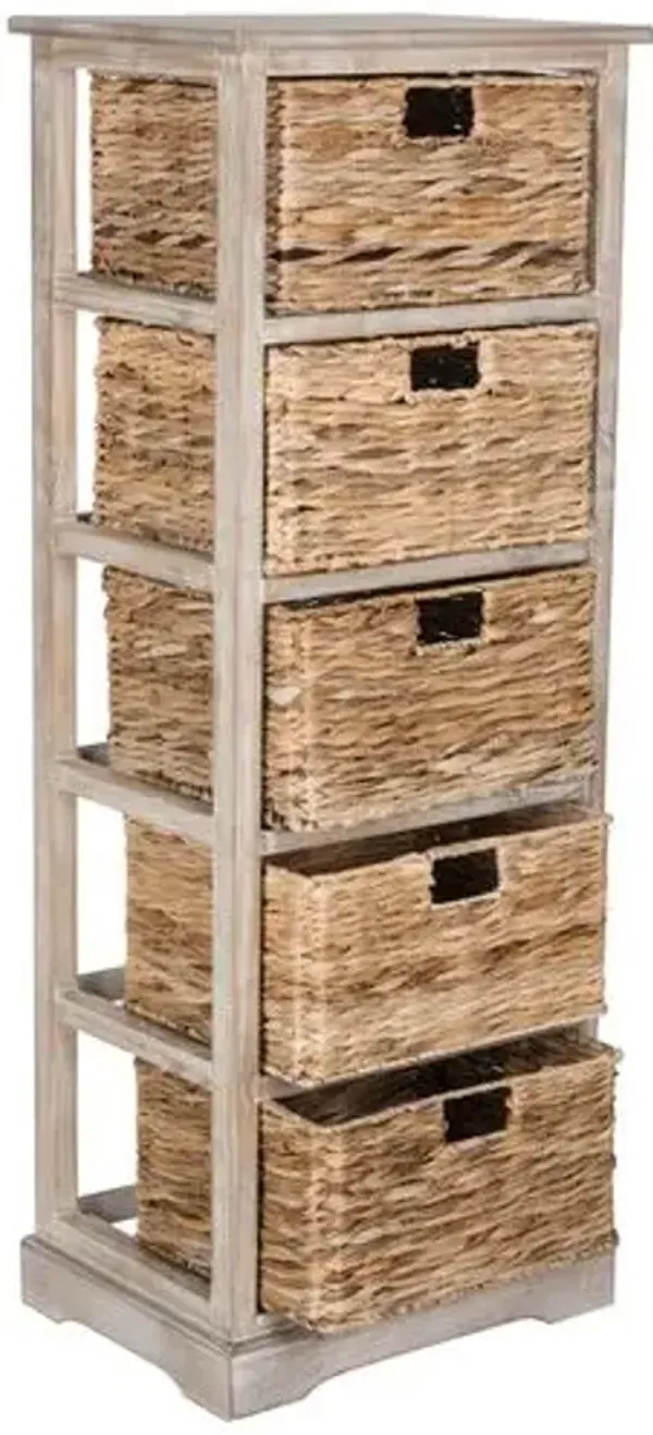 Everly 5-Basket Storage Unit - Brown