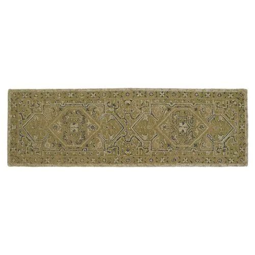 Audaz Medallion Wool Rug - Green - Green