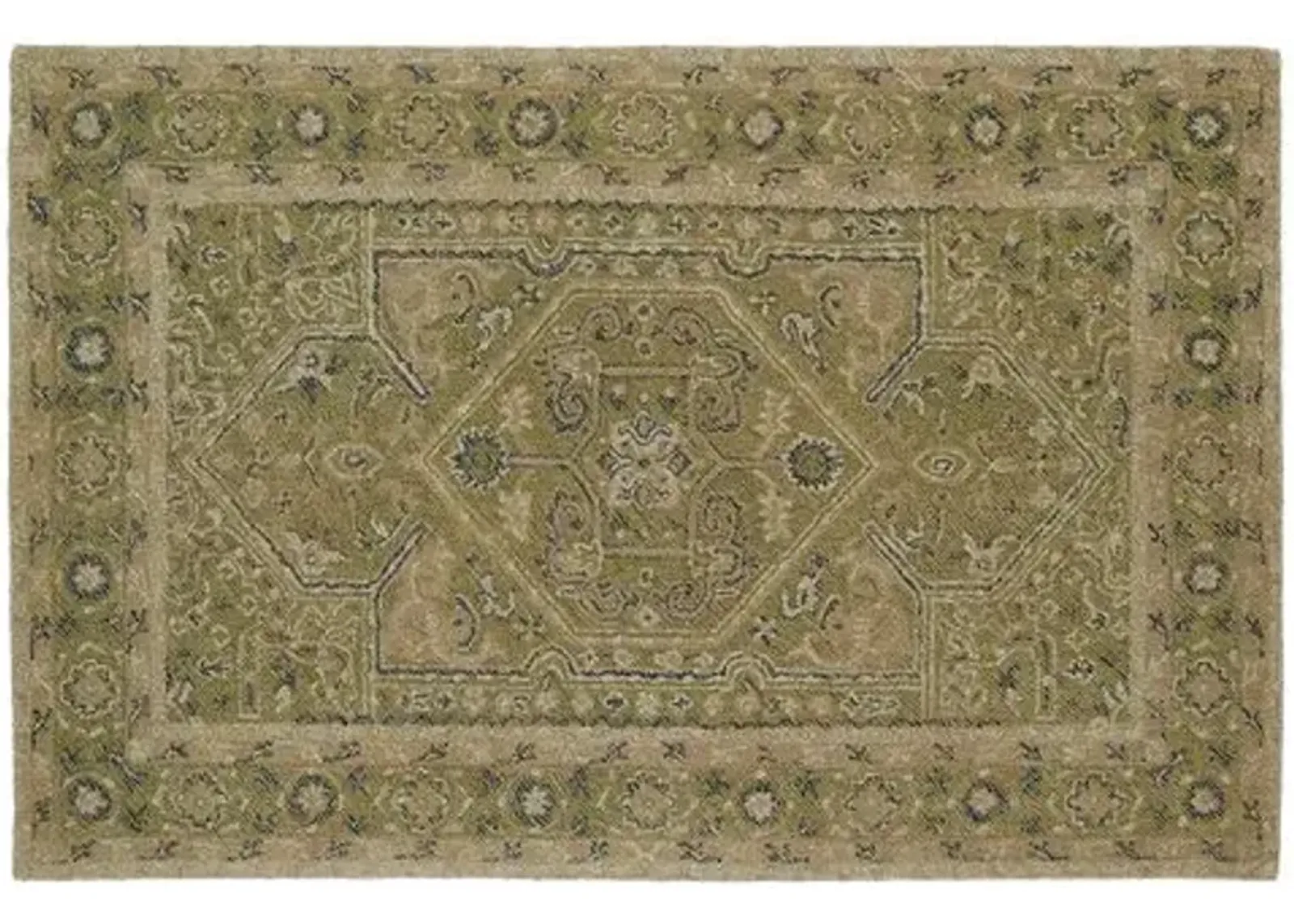 Audaz Medallion Wool Rug - Green - Green