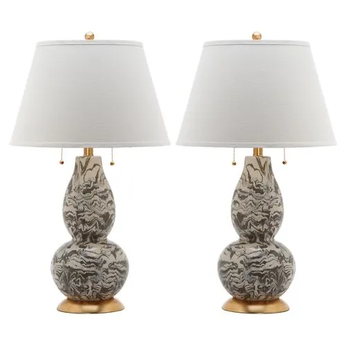 Set of 2 Libby Table Lamps - Grey