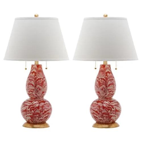 Set of 2 Libby Table Lamps - Orange