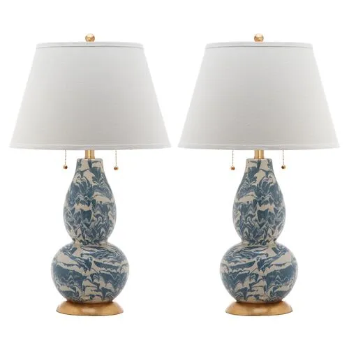 Set of 2 Libby Table Lamps - Blue