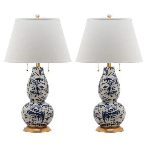 Set of 2 Libby Table Lamps - Navy