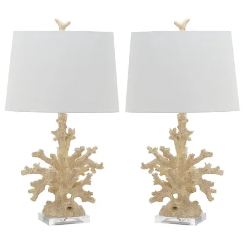 Set of 2 Coral Branch Table Lamps - Natural