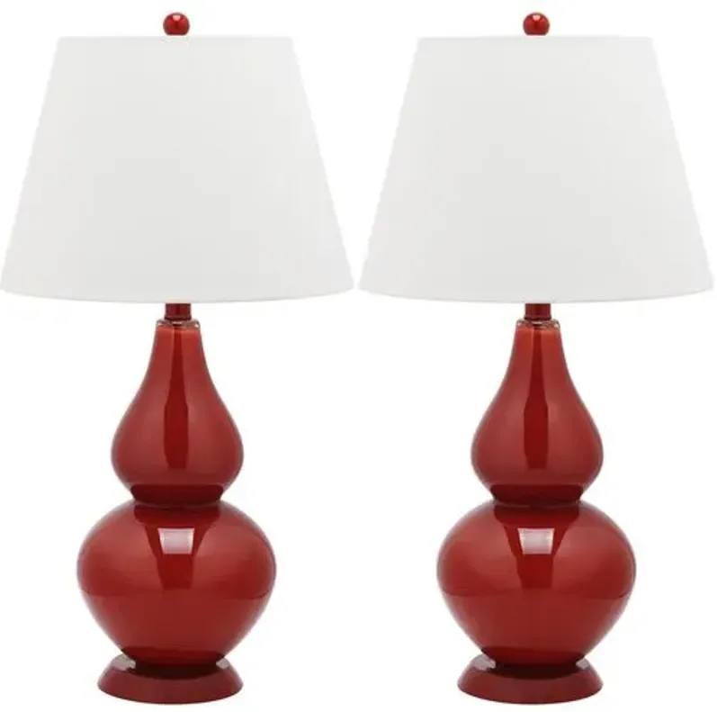 Angela Table Lamp Set - Red