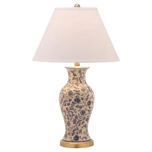 Beijing Floral Lamp Set - White/Blue