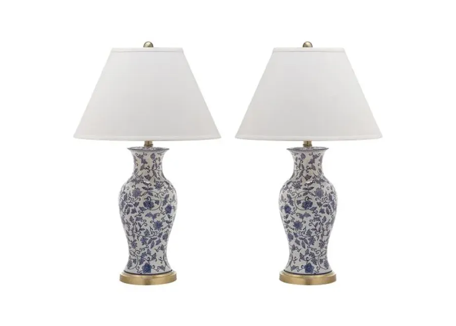 Beijing Floral Lamp Set - White/Blue