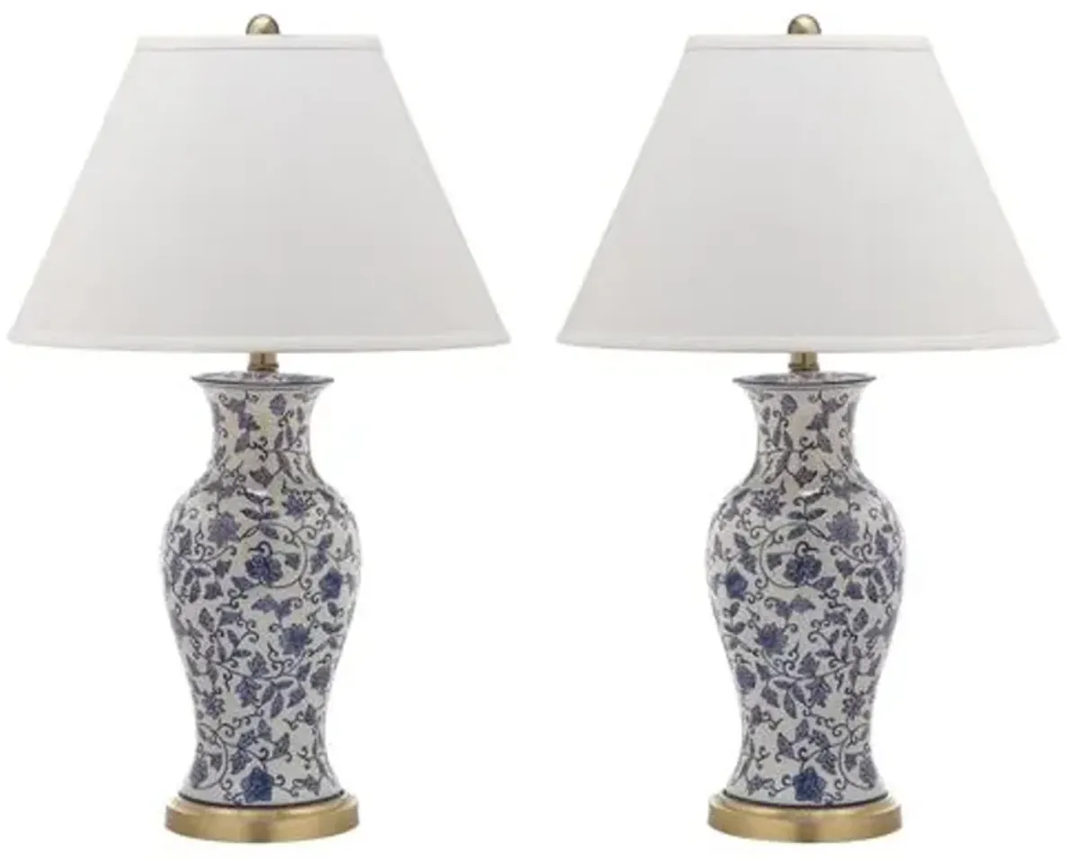 Beijing Floral Lamp Set - White/Blue