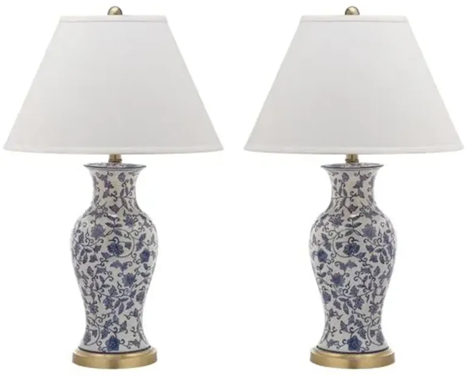 Beijing Floral Lamp Set - White/Blue