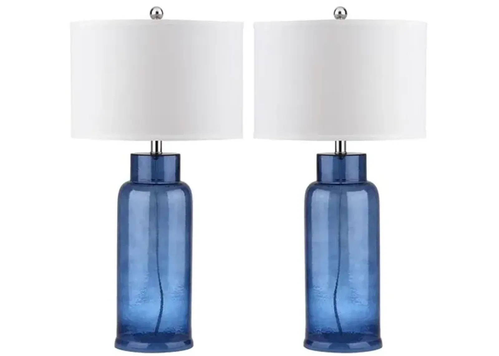 Set of 2 Clara Table Lamp Set - Blue/Silver