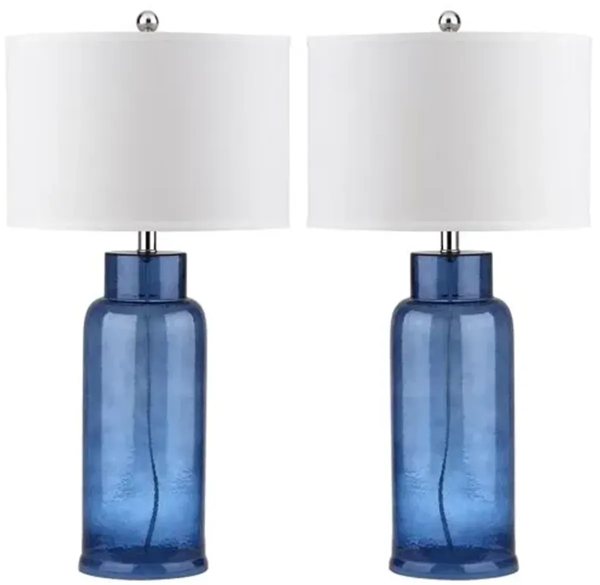 Set of 2 Clara Table Lamp Set - Blue/Silver