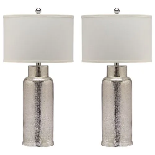 Set of 2 Clara Table Lamp Set - Silver